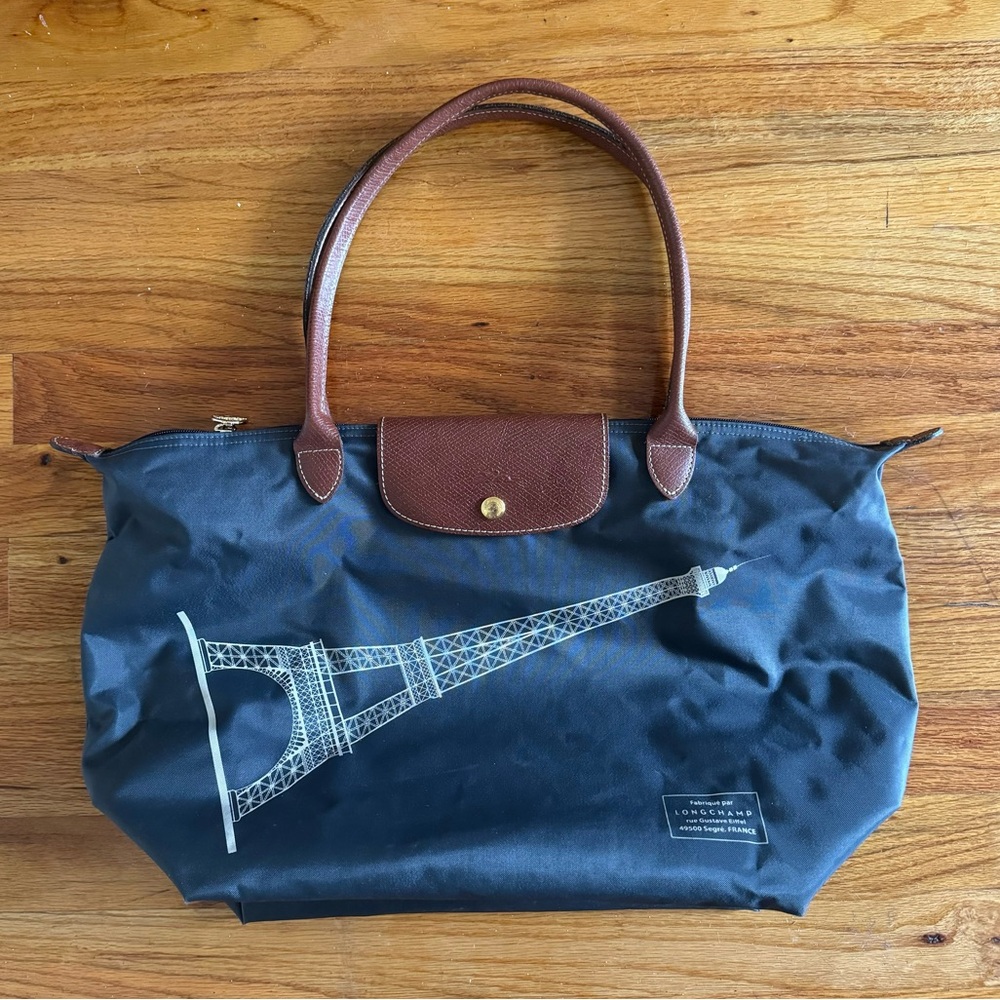 Longchamp Le Pliage - Eiffel Tower - Grey